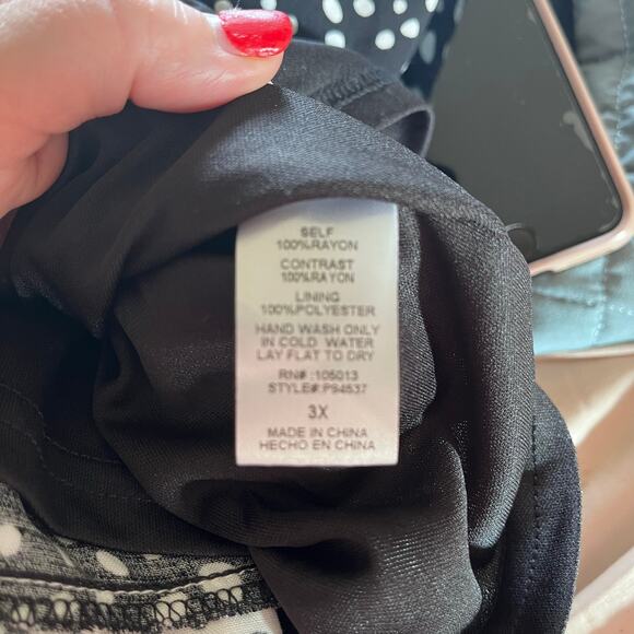 Andree by Unit Dance with me Polka Dot Ruffle Sleeve Dress Black Womens Size 3X - Picture 5 of 8